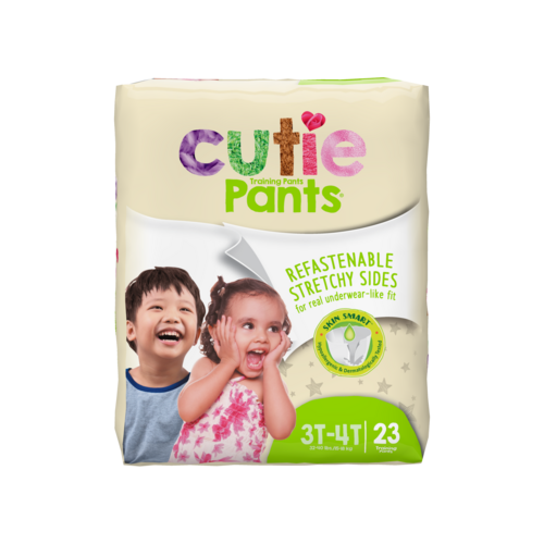 Unisex Toddler Training Pants Cutie Pants® Pull On with Tear Away Seams Size 3T to 4T Disposable Heavy Absorbency