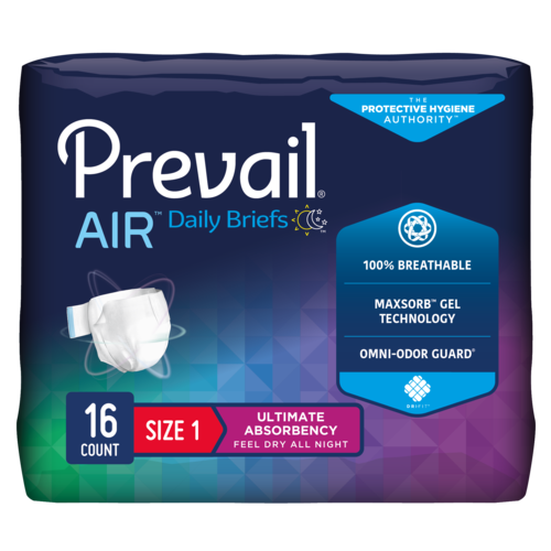 Prevail Air Incontinence Brief, Ultimate Plus Absorbency Size 1/Medium, 20 Counts