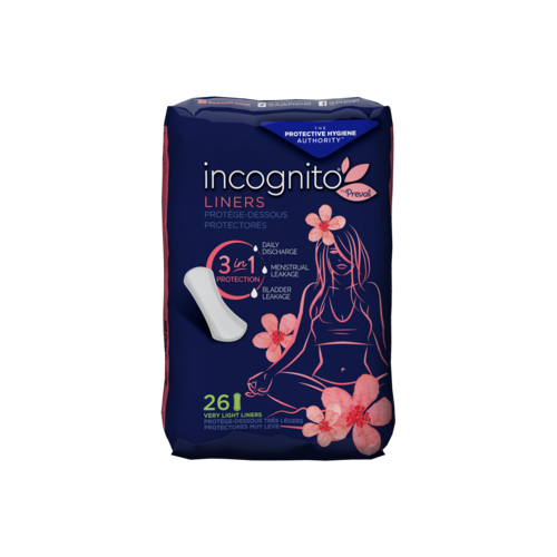 Incognito by Prevail Absorbent 3-in-1 Protective Postpartum Liner for Menstrual and Bladder Leaks, 9 hours of Protection with Odor Guard, 26 Count