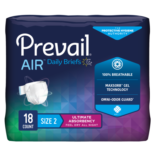 Prevail Air Incontinence Brief, Ultimate Plus Absorbency, Size 2/Large, (18 Counts)