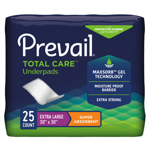 Prevail Incontinence Underpads, Super Absorbent, 30" X 30", 25 count