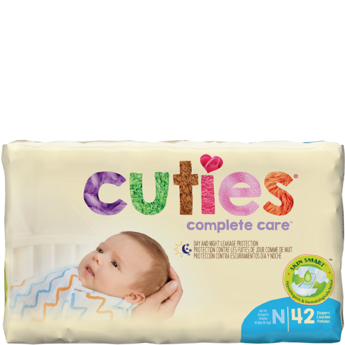 Cuties Complete Care Baby Diapers, Size Newborn, 42 count