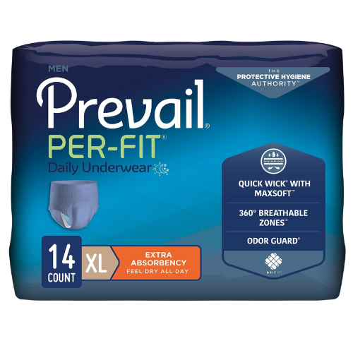 Prevail Per-Fit Daily Underwear for Men, Incontinence, Disposable, Extra Absorbency, XL, 14 Ct