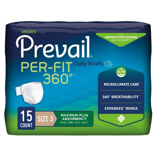 Prevail Per-Fit 360 Adult Incontinence Brief, Heavy Absorbency Winged, Maximum Plus, Size 3 ( 15 Counts )