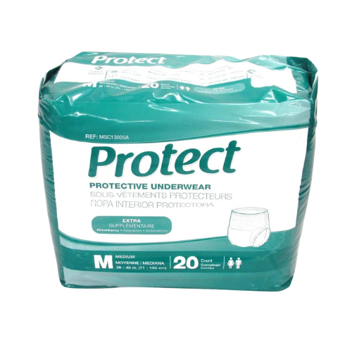 MEDLINE PROTECT UNDERWEAR, EXTRA ABSORBENCY, MEDIUM 28-40", ADULT DIAPERS BRIEFS ( 20 Counts )