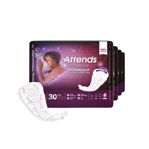 Attends Premier Overnight Bladder Control Pads, Urinary, 30 Counts