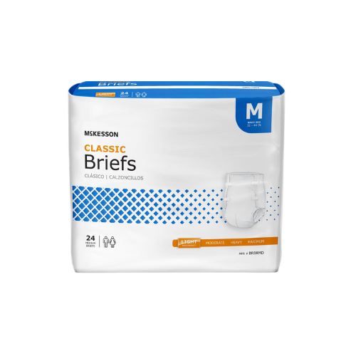 Unisex Adult Incontinence Brief McKesson Classic Medium Disposable Light Absorbency