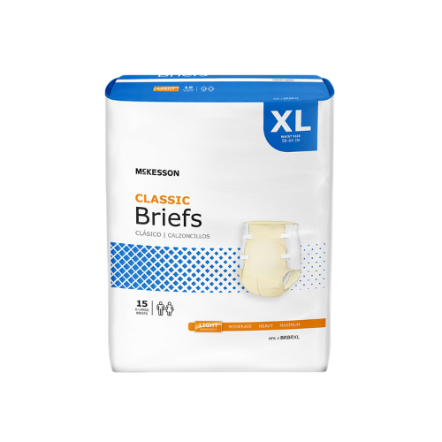 Unisex Adult Incontinence Brief McKesson Classic X-Large Disposable Light Absorbency, 15 Counts