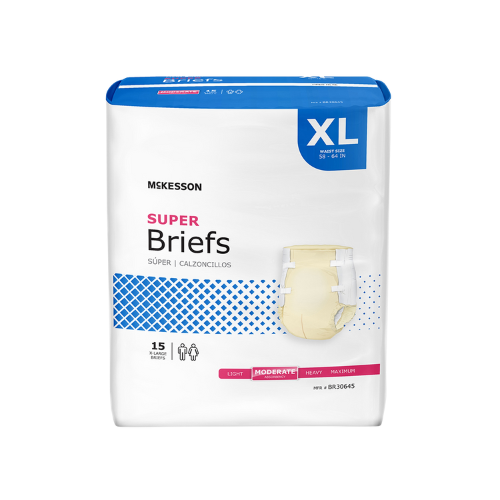 Unisex Adult Incontinence Brief McKesson X-Large Disposable Moderate Absorbency, 15 Counts