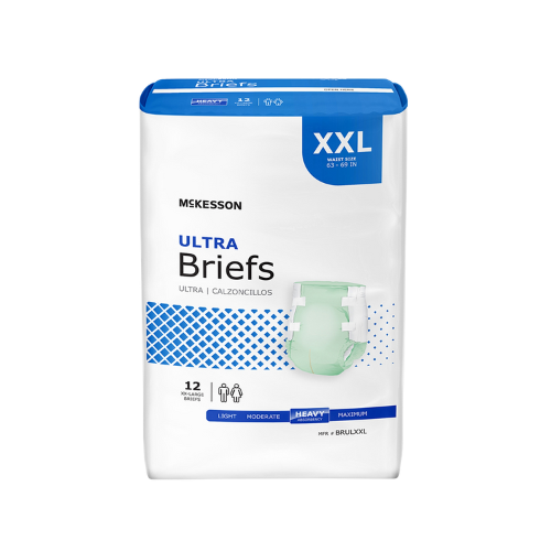 Unisex Adult Incontinence Brief McKesson Ultra 2X-Large Disposable Heavy Absorbency, 12 Counts