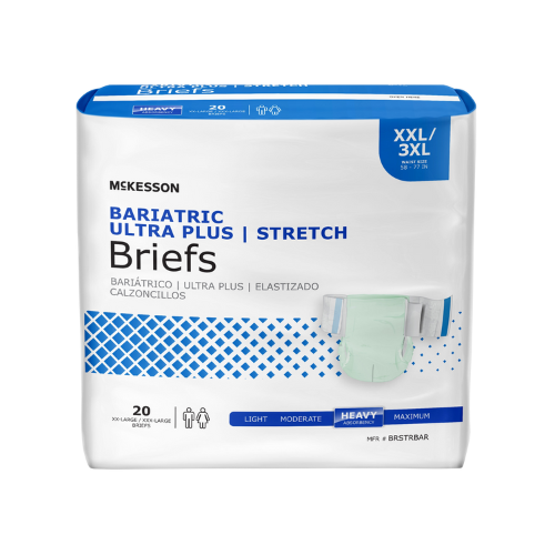 Unisex Adult Incontinence Brief McKesson Ultra Plus Stretch 2X-Large / 3X-Large Disposable Heavy Absorbency, 20 Counts