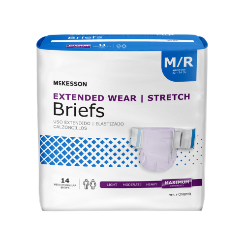 Unisex Adult Incontinence Brief McKesson Extended Wear Large / X-Large Disposable Heavy Absorbency