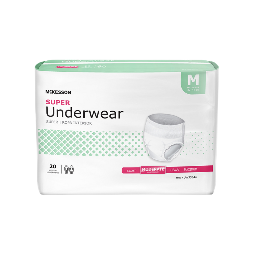 Unisex Adult Absorbent Underwear McKesson Pull On with Tear Away Seams Medium Disposable Moderate Absorbency, 20 Counts