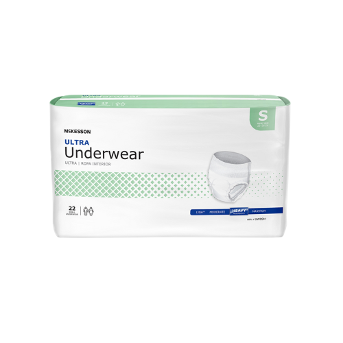 Unisex Adult Absorbent Underwear McKesson Ultra Pull On with Tear Away Seams Small Disposable Heavy Absorbency