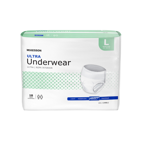 Unisex Adult Absorbent Underwear McKesson Ultra Pull On with Tear Away Seams Large Disposable Heavy Absorbency