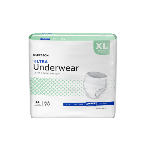 Unisex Adult Absorbent Underwear McKesson Ultra Pull On with Tear Away Seams X-Large Disposable Heavy Absorbency