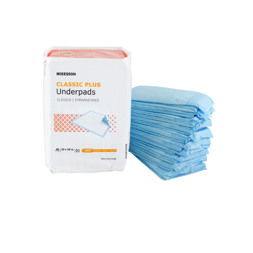 Disposable Underpad McKesson Classic Plus 23 X 36 Inch Fluff Mat Light Absorbency