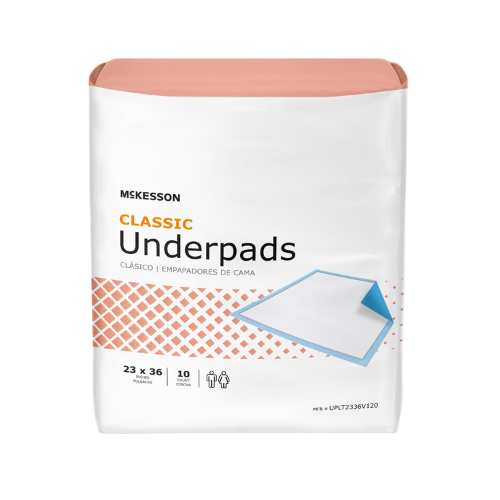 Disposable Underpad McKesson Classic 23 X 36 Inch Fluff Mat Light Absorbency, 10 Counts