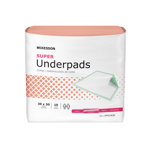 Disposable Underpad McKesson Super 30 X 30 Inch Fluff / Polymer Moderate Absorbency