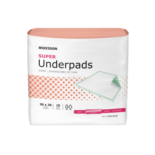 Disposable Underpad McKesson Super 30 X 36 Inch Fluff / Polymer Moderate Absorbency