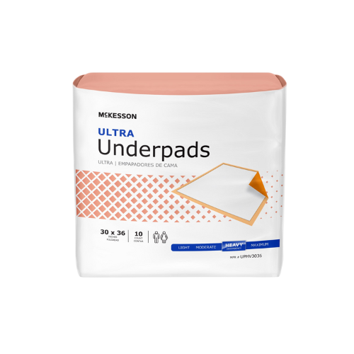 Disposable Underpad McKesson Ultra 30 X 36 Inch Fluff / Polymer Heavy Absorbency