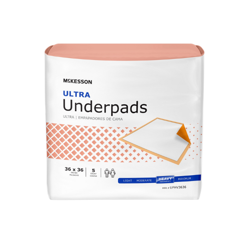 Disposable Underpad McKesson Ultra 36 X 36 Inch Fluff / Polymer Heavy Absorbency