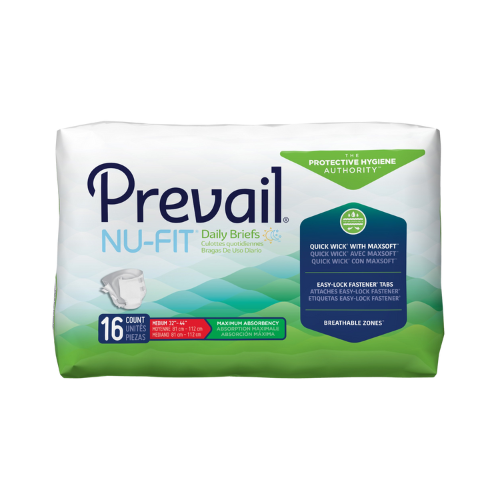 Unisex Adult Incontinence Brief Prevail® Nu-Fit® Medium Disposable Heavy Absorbency