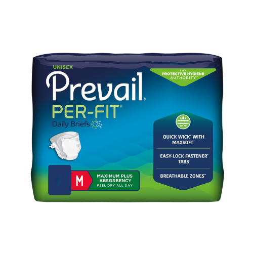 Unisex Adult Incontinence Brief Prevail® Per-Fit® Medium Disposable Heavy Absorbency