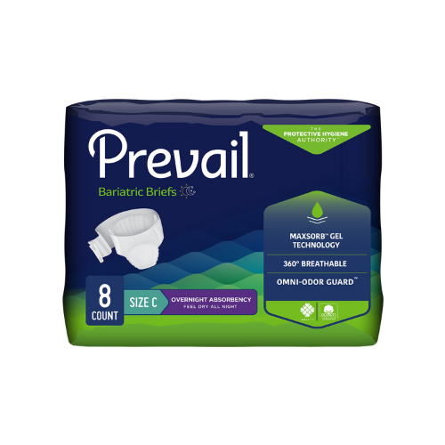 Unisex Adult Incontinence Brief Prevail® Bariatric Size C Disposable Heavy Absorbency