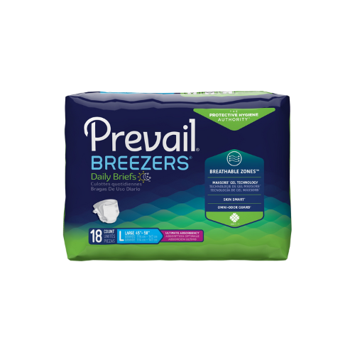 Unisex Adult Incontinence Brief Prevail® Breezers® Large Disposable Heavy Absorbency