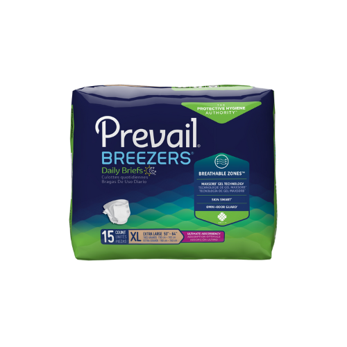 Unisex Adult Incontinence Brief Prevail® Breezers® Large Disposable Heavy Absorbency