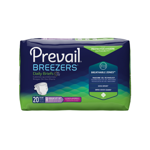 Unisex Adult Incontinence Brief Prevail® Breezers® Regular Disposable Heavy Absorbency