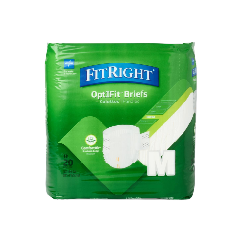 FitRight Extra Cloth-Like Adult Incontinence Briefs, Size M, 32" to 44" Waist,	80/CS