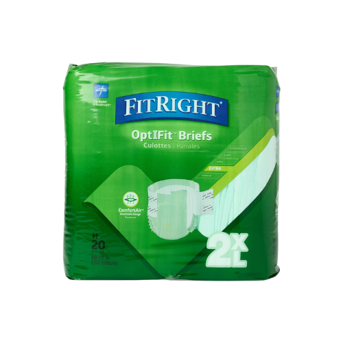 FitRight Extra Cloth-Like Adult Incontinence Briefs, Size 2XL, for Waist Size 60"-70", 80/CS