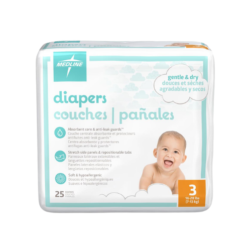 Disposable Baby Diapers, Size 3, 16-28 lb., 200/CS