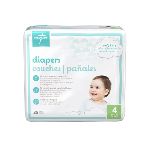 Disposable Baby Diapers, Size 4, 22-37 lb., 200/CS