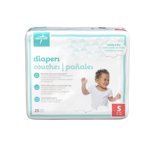 Disposable Baby Diapers, Size 5, 27+ lb., 200/CS