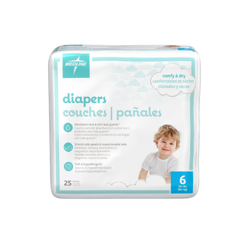 Disposable Baby Diapers, Size 6, 35+ lb., 200/CS