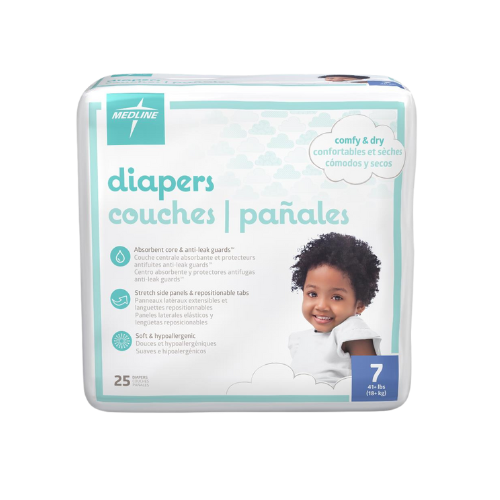 Disposable Baby Diapers, Size 7, 41+ lb. ,200/CS