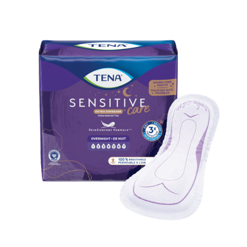 TENA Sensitive Care Extra Coverage Overnight Pads, 28 count