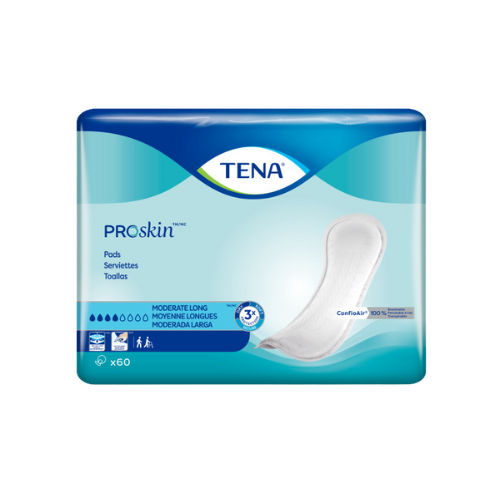 TENA ProSkin Moderate Long Absorbent Pads for Women, Long Length, 60 count