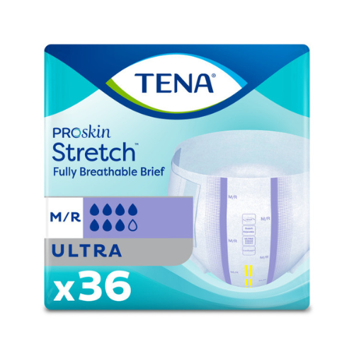 TENA ProSkin™ Stretch Ultra Incontinence Brief, Heavy Absorbency, Unisex, Medium/Regular, 36 count