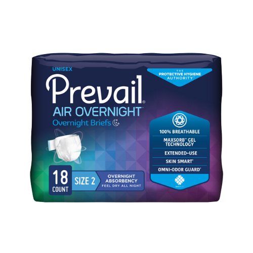 Prevail Air Overnight Incontinence Adult Brief, Size 2, Large, 18 count