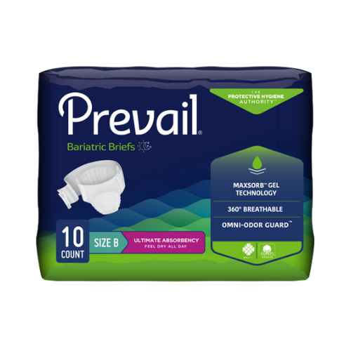 Unisex Adult Incontinence Brief Prevail® Bariatric Size B Disposable Heavy Absorbency