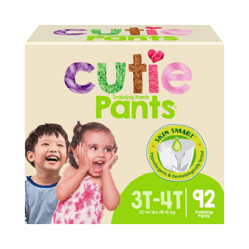 Cuties 3T/4T Potty Training Pants for Girls and Boys, Hypoallergenic with Skin Smart, 92 Count