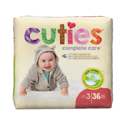 Cuties Complete Care Baby Diapers, Size 3, 36 count