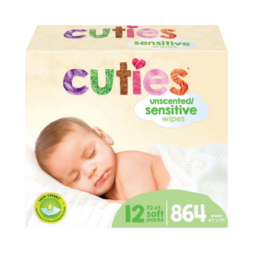 Cuties Sensitize Unscented Baby Wipes Soft Pack with Press-Open Lid, 72 count