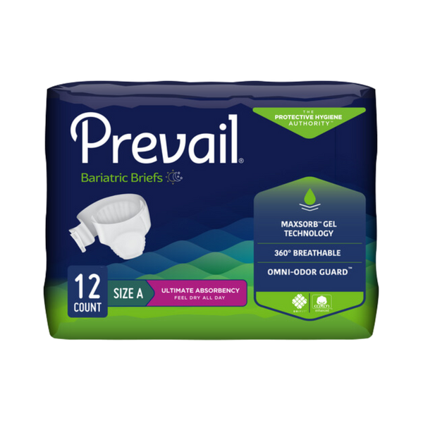 Prevail Bariatric Incontinence Brief for Men & Women, Size A, 12 count