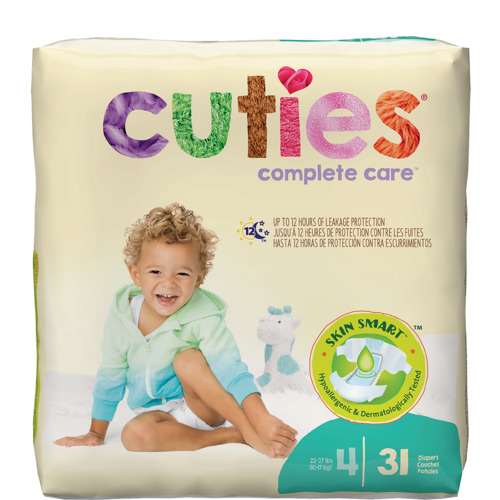 Cuties Complete Care Baby Diapers, Size 4, 31 count