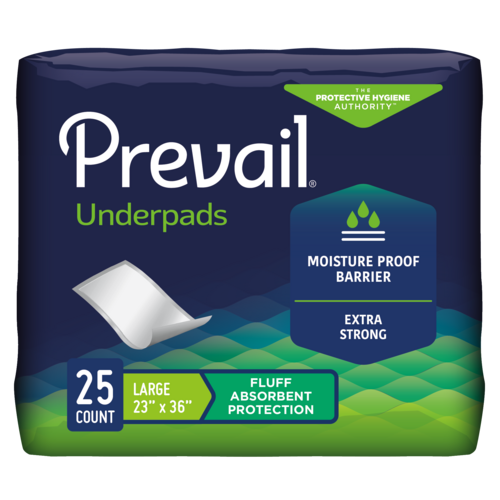 Prevail Incontinence Fluff Underpads, 23" X 36", 25 counts